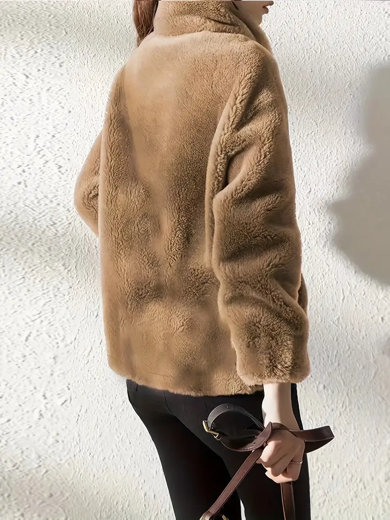Drawstring Coat Zip Up Long Sleeve Warm Outerwear - Image 2