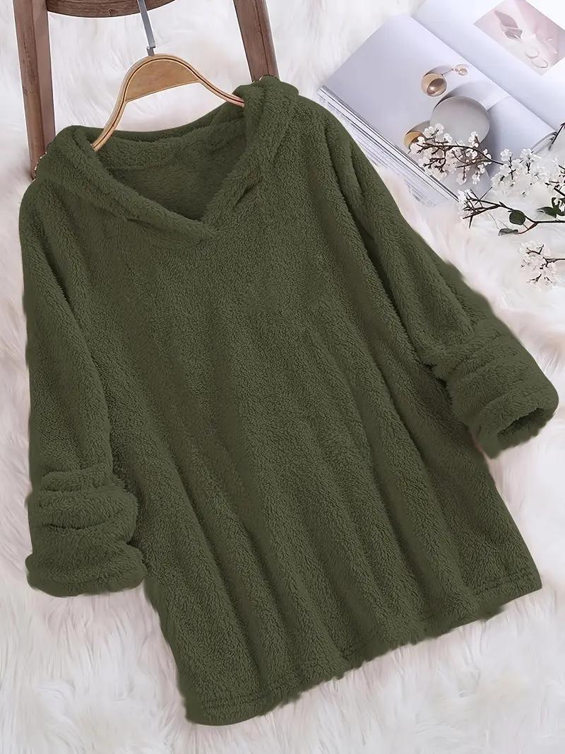 Fleece Solid Long Sleeve Hoodies Sweatshirt - Image 10