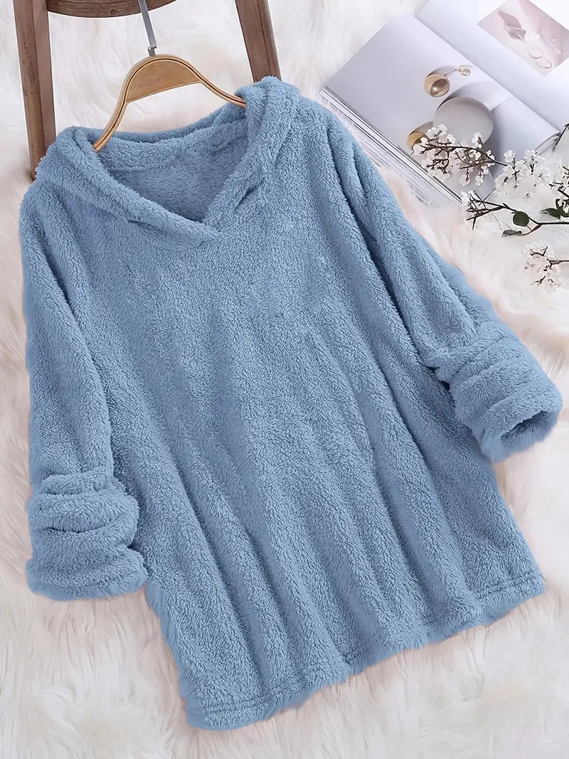 Fleece Solid Long Sleeve Hoodies Sweatshirt - Image 11