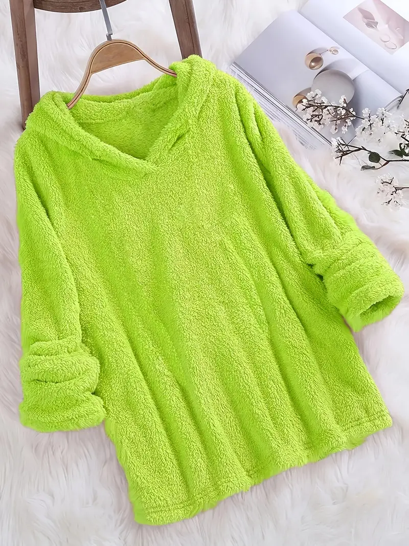 Fleece Solid Long Sleeve Hoodies Sweatshirt - Image 12
