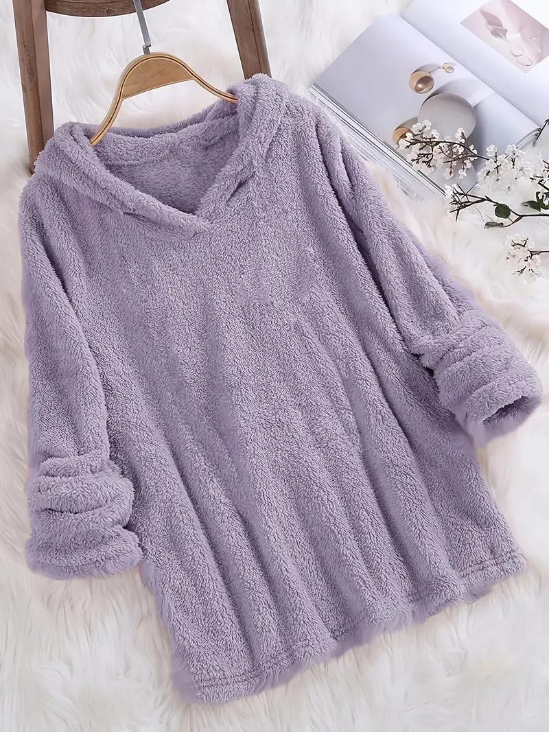 Fleece Solid Long Sleeve Hoodies Sweatshirt - Image 13