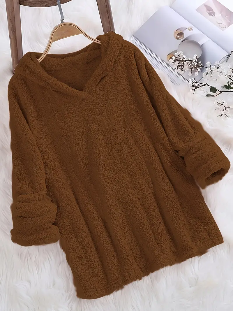 Fleece Solid Long Sleeve Hoodies Sweatshirt - Image 14