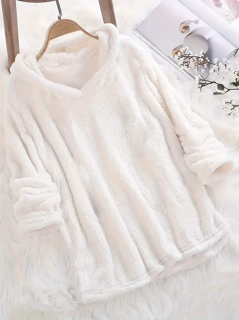 Fleece Solid Long Sleeve Hoodies Sweatshirt - Image 4