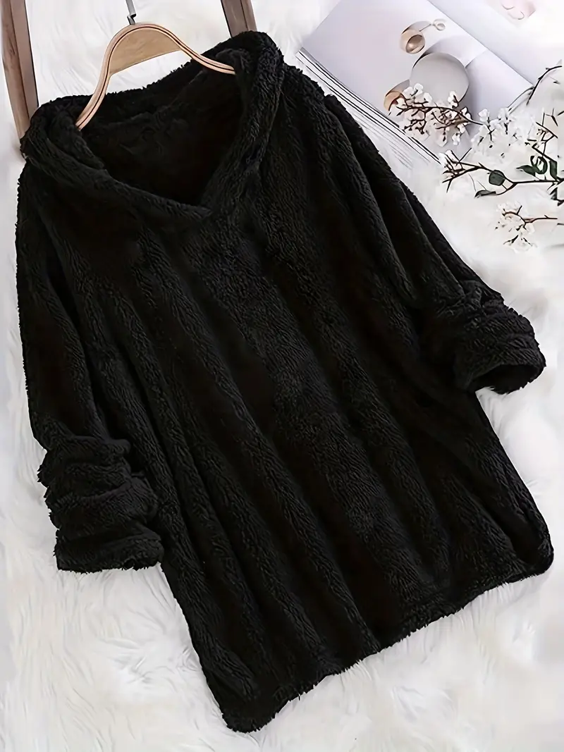 Fleece Solid Long Sleeve Hoodies Sweatshirt - Image 5