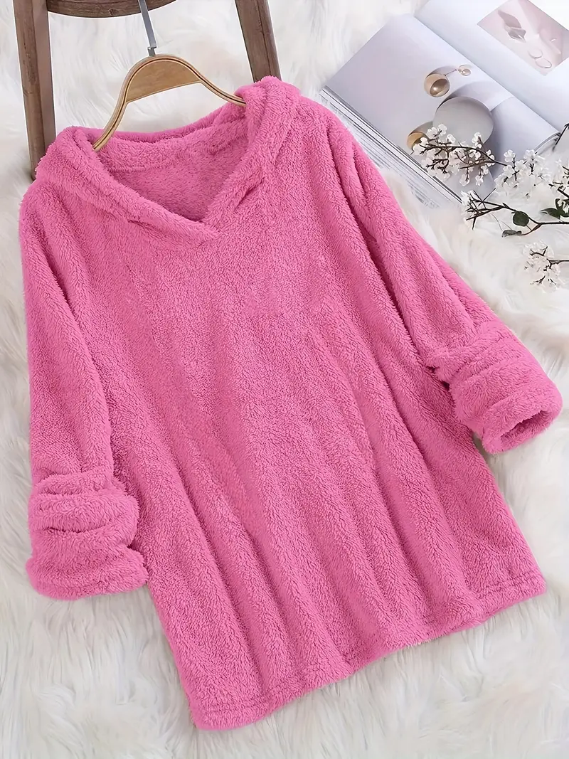 Fleece Solid Long Sleeve Hoodies Sweatshirt - Image 6
