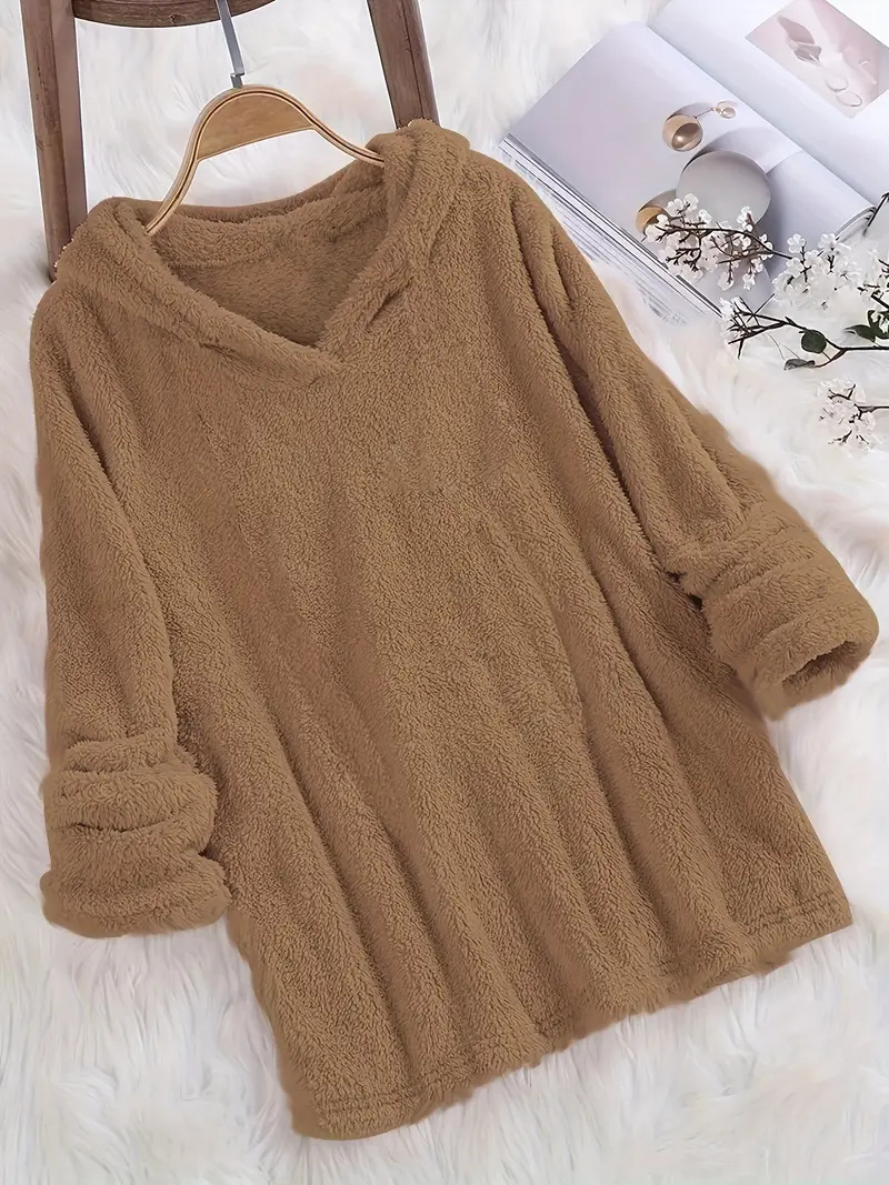 Fleece Solid Long Sleeve Hoodies Sweatshirt - Image 8