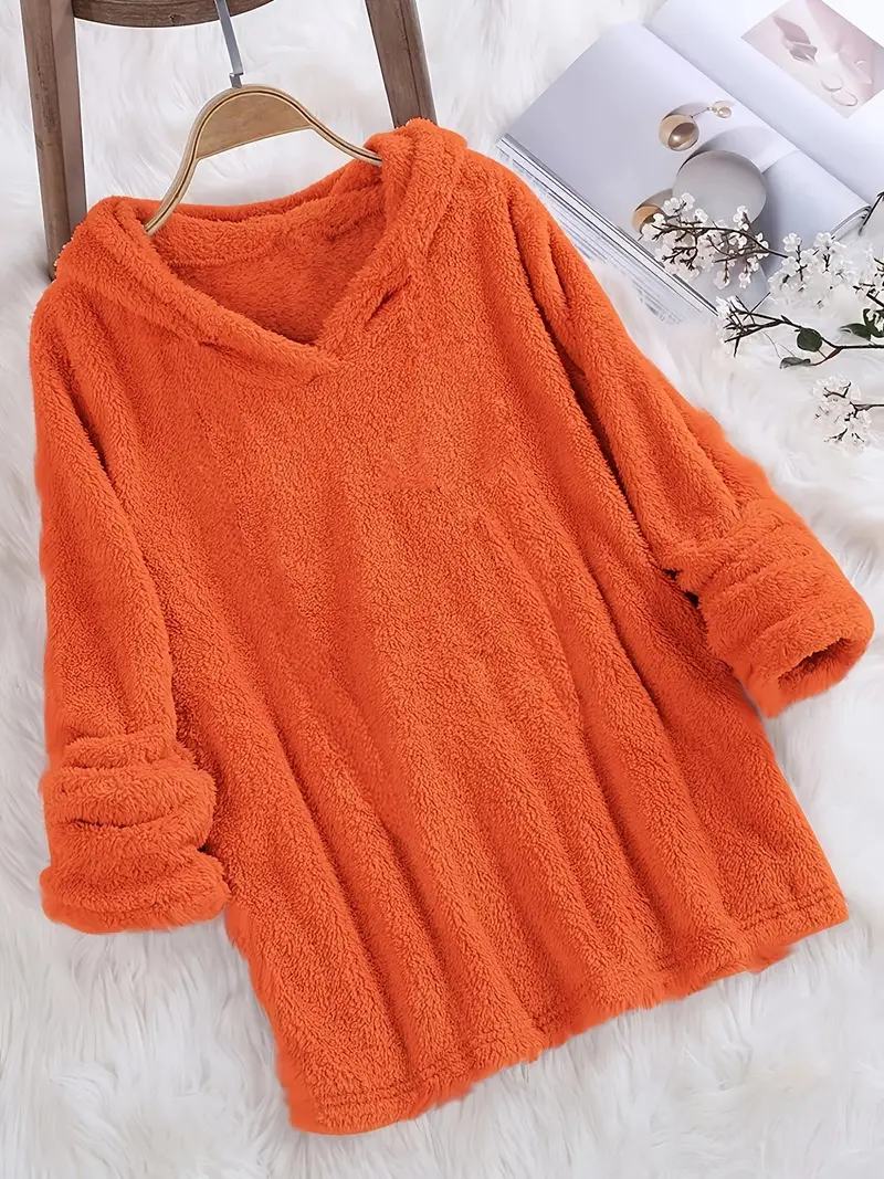 Fleece Solid Long Sleeve Hoodies Sweatshirt - Image 9