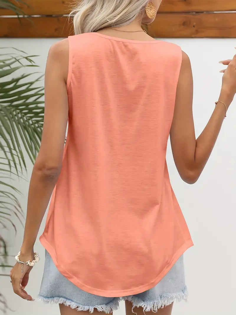 Pleated Front Square Neck Sleeveless Tank Top - Image 2