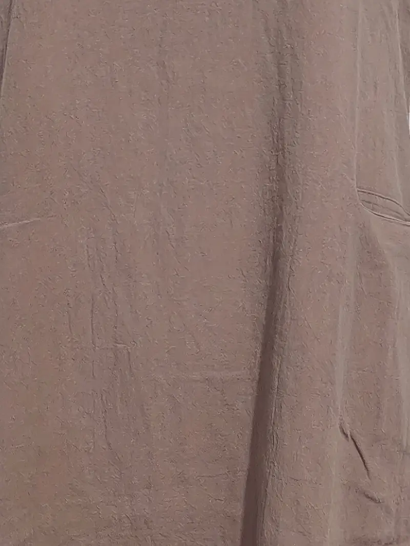 Loose Solid Short Sleeve Knee-Length Round Neck Pocket Dress - Image 4