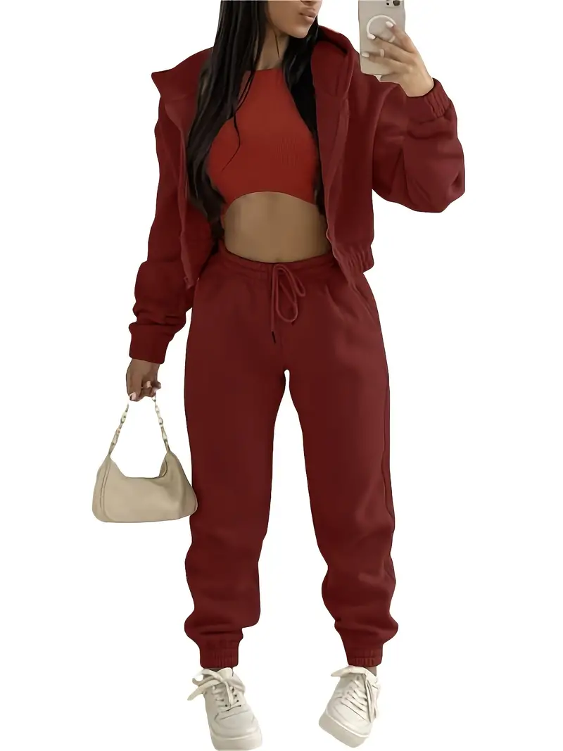 Solid Casual Three-piece Set - Image 10