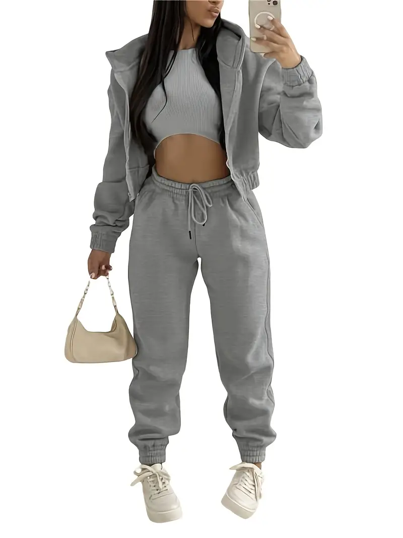 Solid Casual Three-piece Set - Image 11