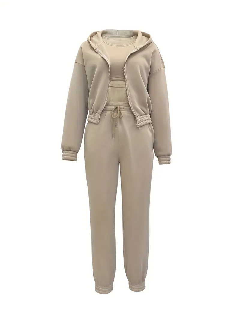 Solid Casual Three-piece Set - Image 3