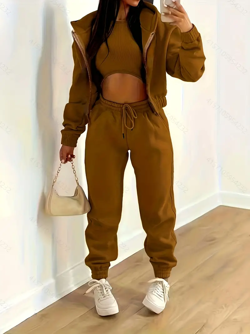 Solid Casual Three-piece Set - Image 6
