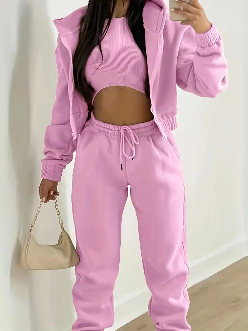 Solid Casual Three-piece Set - Image 7