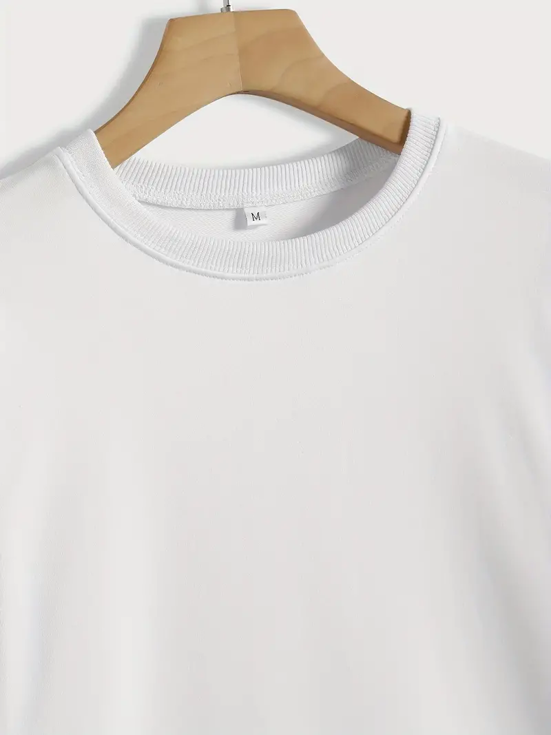 Solid Crew Neck Pullover Sweatshirt - Image 3