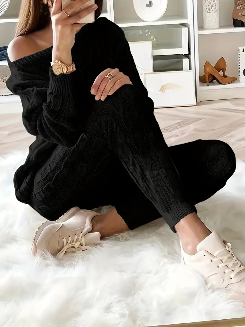 Solid Knitted Matching Two-piece Set - Image 4