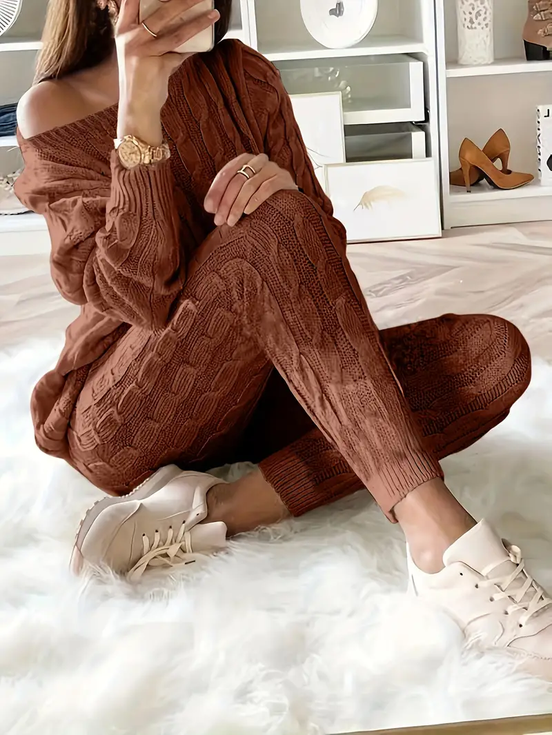 Solid Knitted Matching Two-piece Set - Image 6