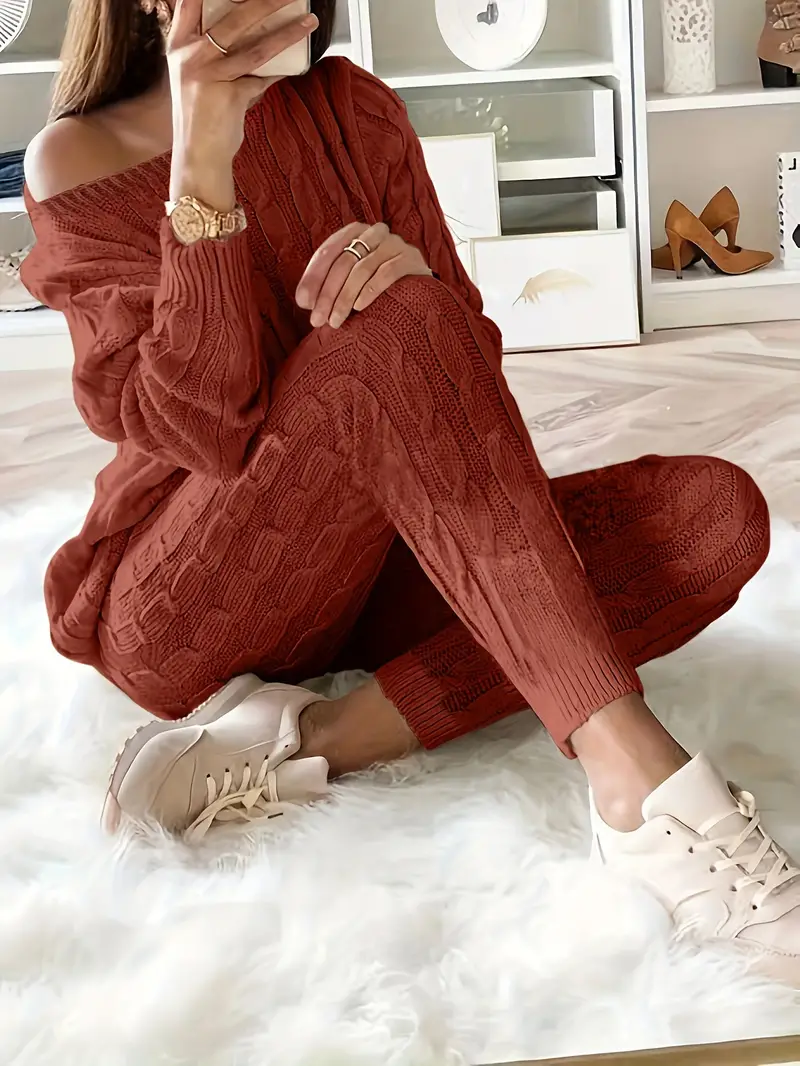Solid Knitted Matching Two-piece Set - Image 7