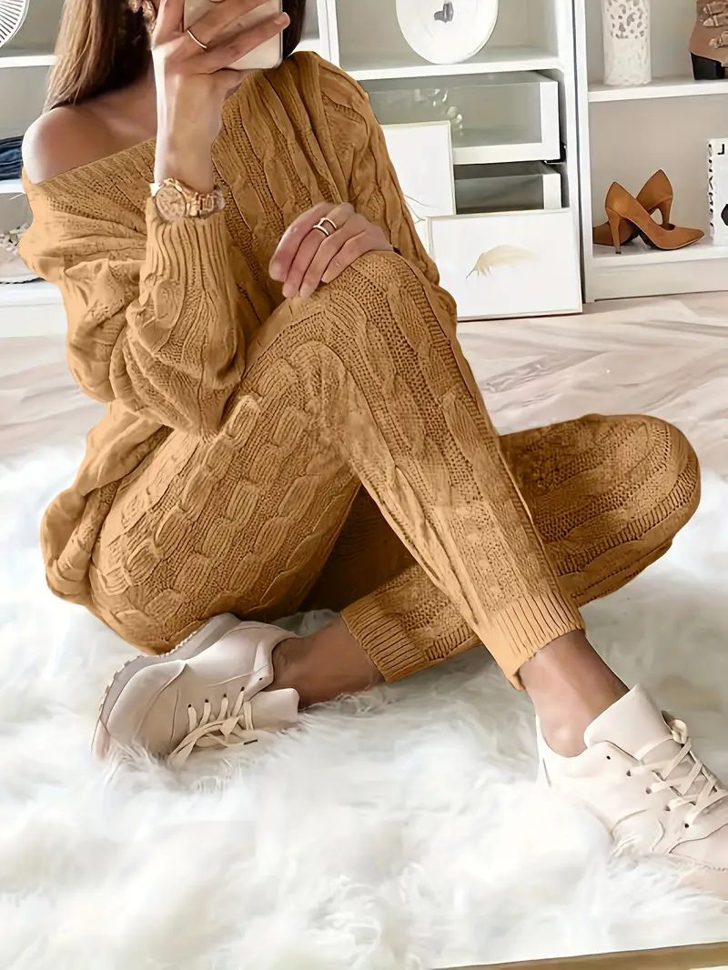 Solid Knitted Matching Two-piece Set - Image 8